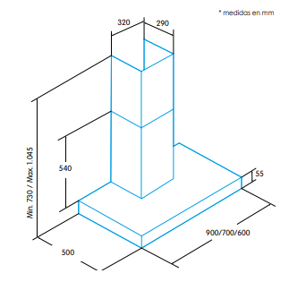EDESA ECB-9611 X CAMPANA INOX 90CM 645M3/H C Mandos mecanicos - 2