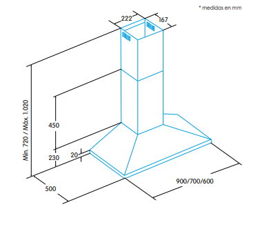 EDESA ECP-6611 X CAMPANA INOX 60CM 645M3/H C Mandos mecanicos - 2