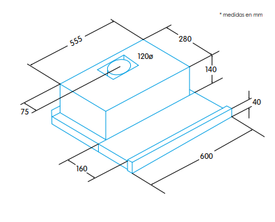 EDESA ECT-6411 WH CAMPANA TELESCOPICA BLANCA 60CM 390M3/H C Mandos mecanicos - 2