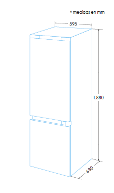 EDESA EFC-1821 NF EX/A COMBI INOX NO FROST 188X59.5CM F lluminación LED - 2