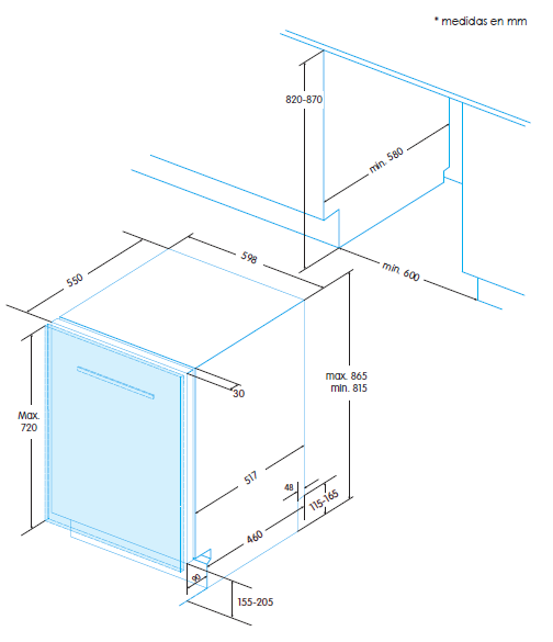 EDESA EDB-6130-I LAVAVAJILLAS INTEGRABLE 60CM 13 SERVICIOS 49dB E Express 90 - 2