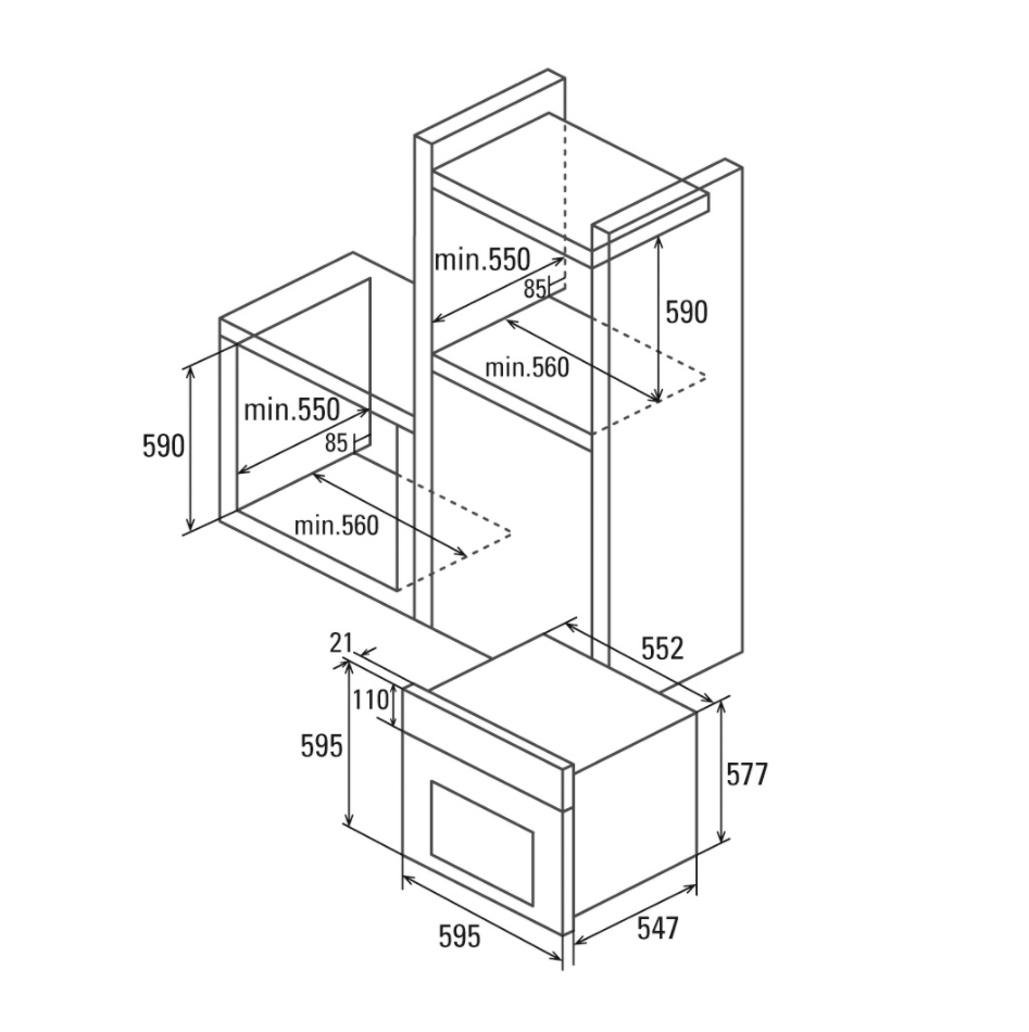 CATA MDS 7208 X HORNO MULTIFUNCION CRISTAL NEGRO INOX ABATIBLE A AquaSmart - 2