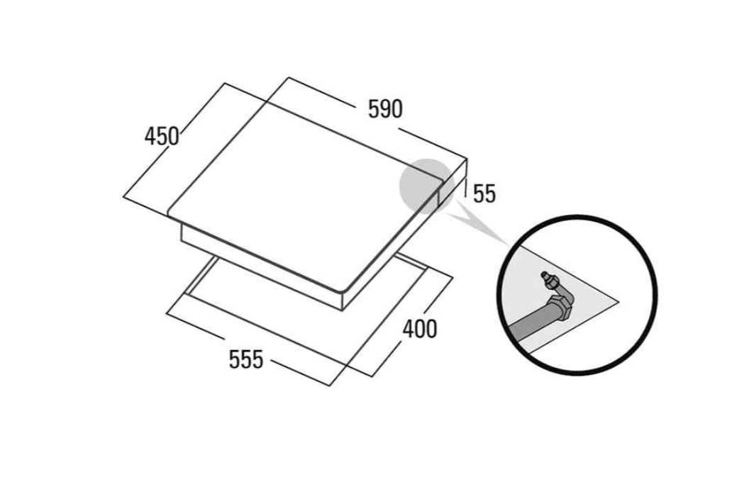 CATA CCI 5003 BK PLACA CRISTAL NEGRO Gas Natural 60CM 3 Fuegos - 2