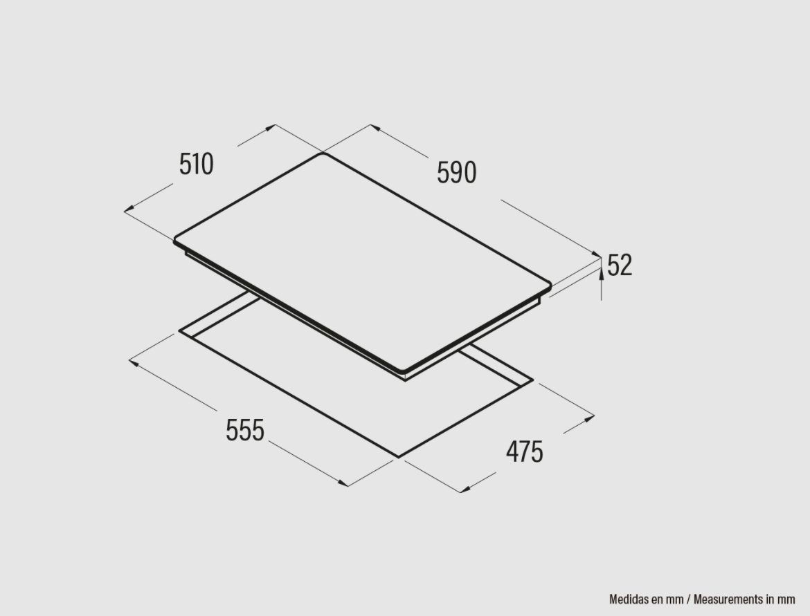 CATA CCI 6031 BK PLACA CRISTAL NEGRO GAS NATURAL 60CM 4 Fuegos - 3
