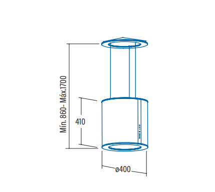 CATA MOON CAMPANA ISLA INOX 40CM 645M3/H C Desconexion automatica - 2