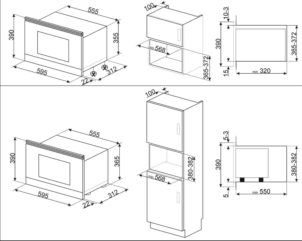 SMEG MP422X1 MICROONDAS INOX CRISTAL GRILL 22L INTEGRACION Termostato de seguridad - 2