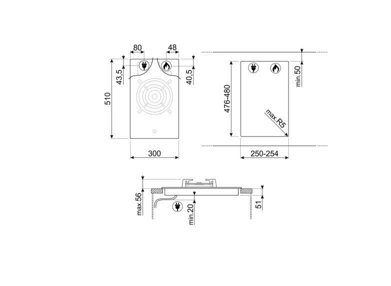 SMEG PV331CN PLACA MODULAR GAS NEGRO 1 FUEGO 30CM Clasica - 5