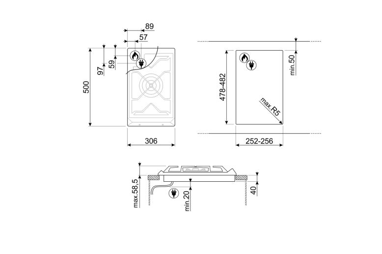 SMEG SRV531GH5 PLACA MODULAR INOX 30CM Contemporanea - 2