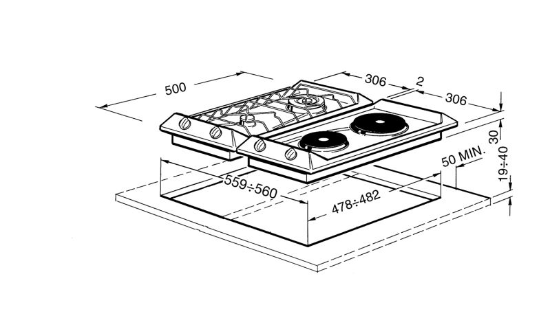 SMEG SRV532GH3 PLACA GAS MODULAR INOX 2 FUEGOS 30CM Contemporanea - 3