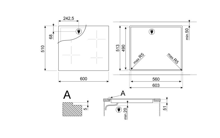 SMEG SE264TD PLACA MODULAR VITROCERAMICA 4 ZONAS 60CM Universal - 7