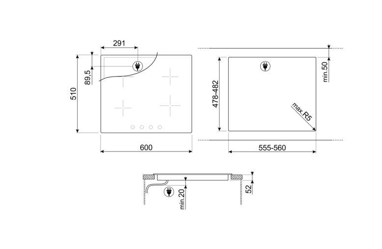 SMEG SI364BM PLACA INDUCCION 4 ZONAS 60CM Clasica - 2