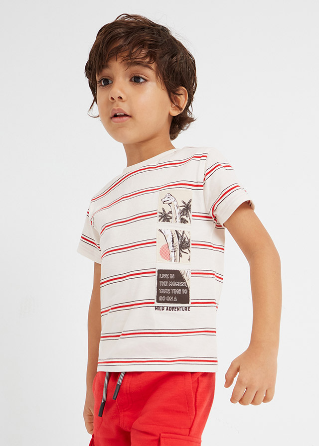 MAYORAL Camiseta m/c rayas apliques niño
