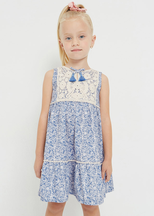 MAYORAL Vestido pecherin crochet niña