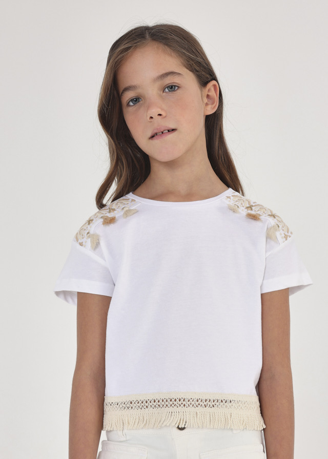 MAYORAL Camiseta m/c flecos niña