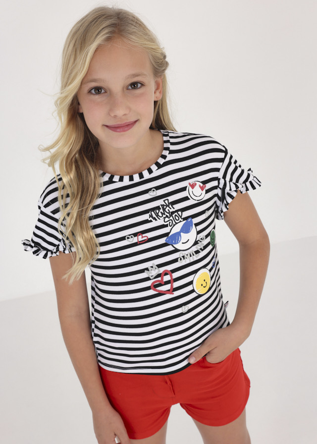 MAYORAL Camiseta m/c rayas grafica niña