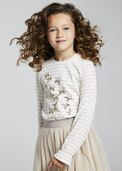 MAYORAL camiseta m/l rayas lurex junior niña