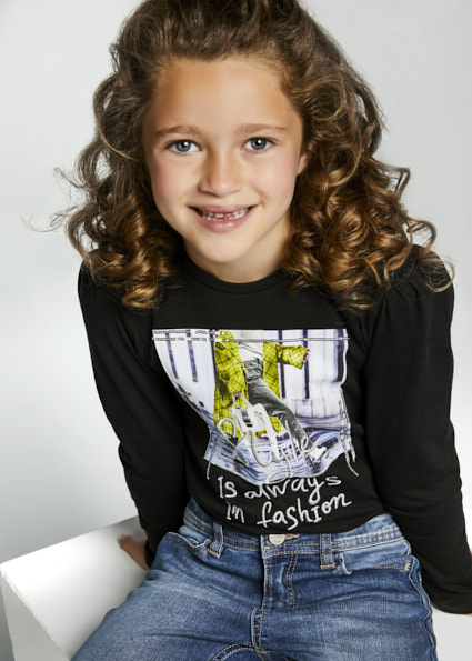 MAYORAL camiseta m/l manga rizo junior niña