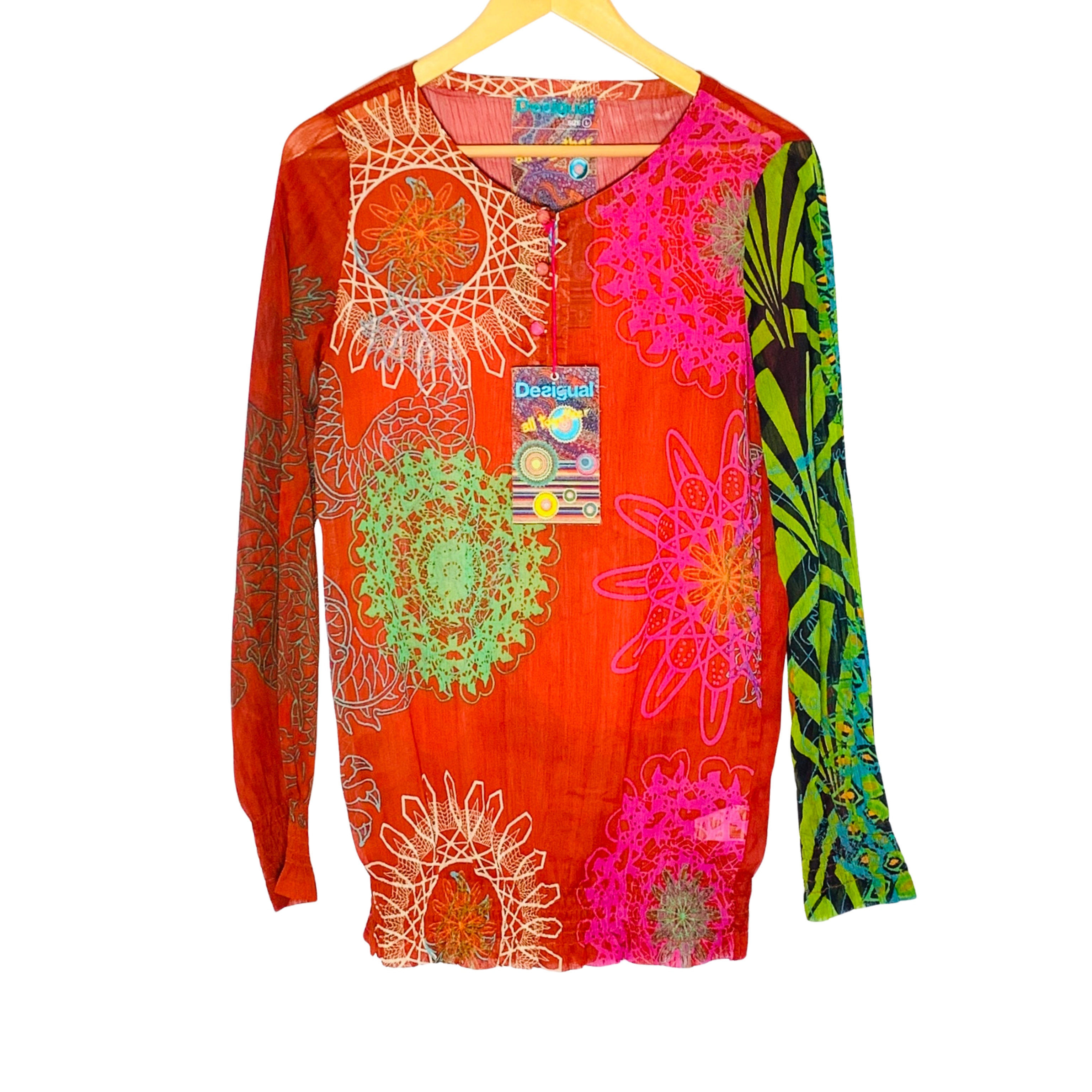 Blusa Desigual, roja estampada