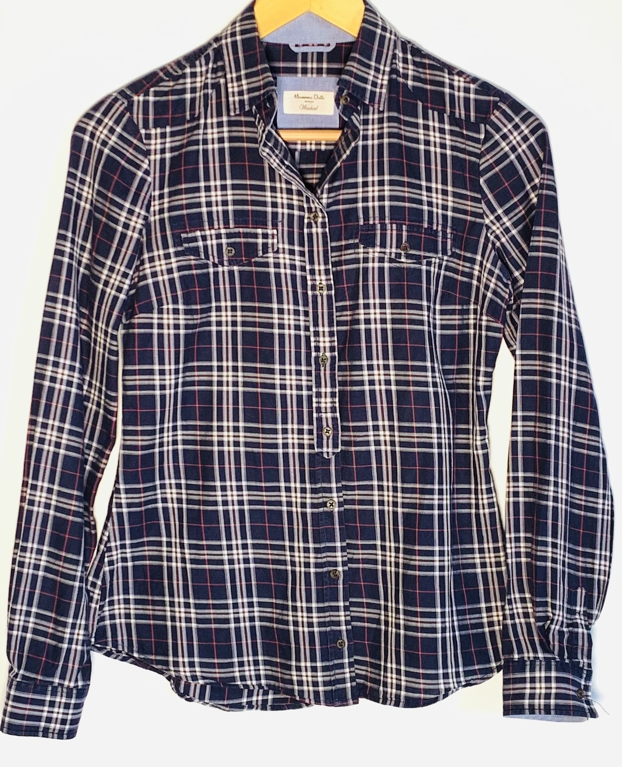 Blusa Massimo Dutti de cuadros en azul