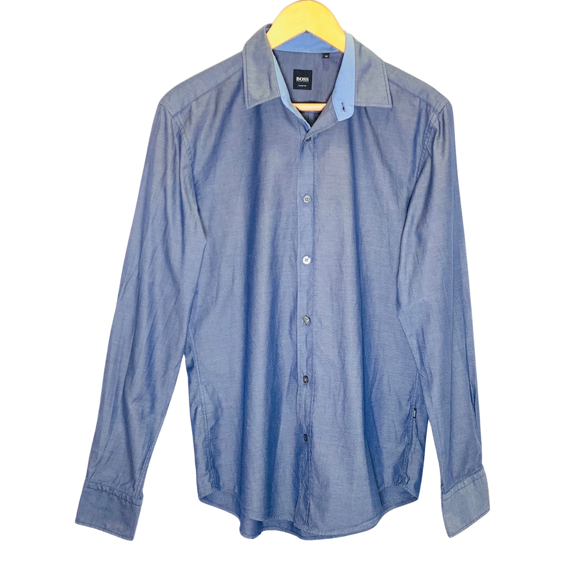 Camisa Hugo Boss, màniga llarga blau