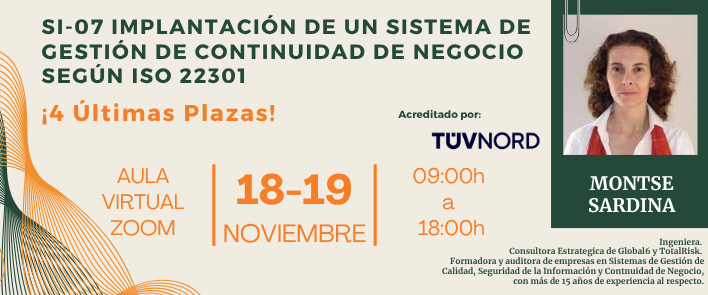 SI-09 Implantación sistema continuidad negocio ISO 22301