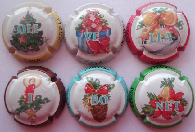 OLIVELLA I BONET JUEGO 6 PLACAS X. 49723 A 49728 (LETRAS AZULES)