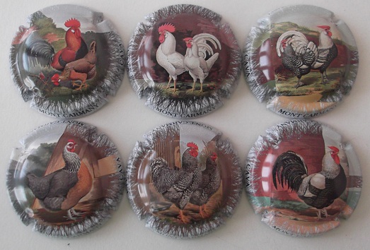 MONT CARMANY JUEGO 6 PLACAS V. 28571 A 28576 (GALLOS)