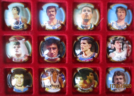 XAVIER PALET JOC 12 PLAQUES X. 185296 A 185307 (MITES BASQUET YUGOSLAVIA)