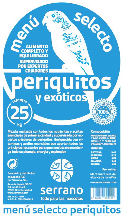 MENU SELECT PERIQUITO 25k GRANEL