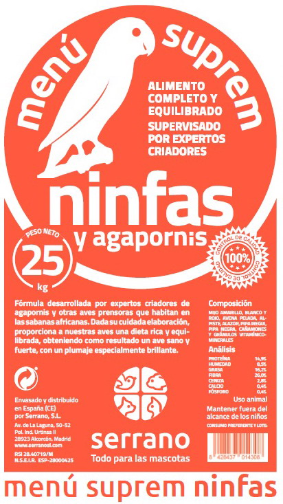 SUPREM NINFA&AGAPORNI 25k GRANEL