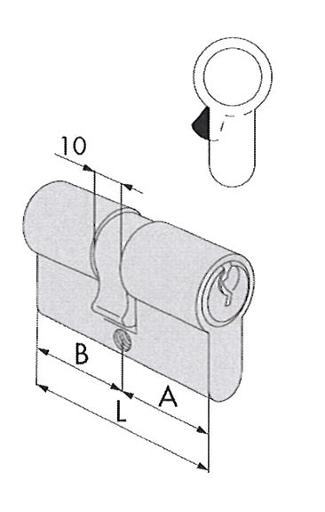 Cilindro de serreta latonado de excéntrica  13,2 mm   CISA - 1