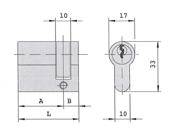 Cilindro de serreta niquelado de excéntrica  13,2 mm   CISA - 2
